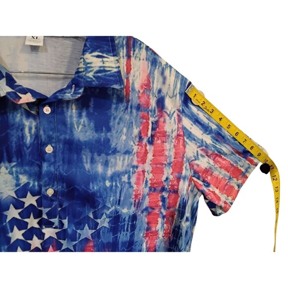 Patriotic Stars Four Button Shirt Size XLarge Short Sleeve Flag USA - Picture 6 of 9